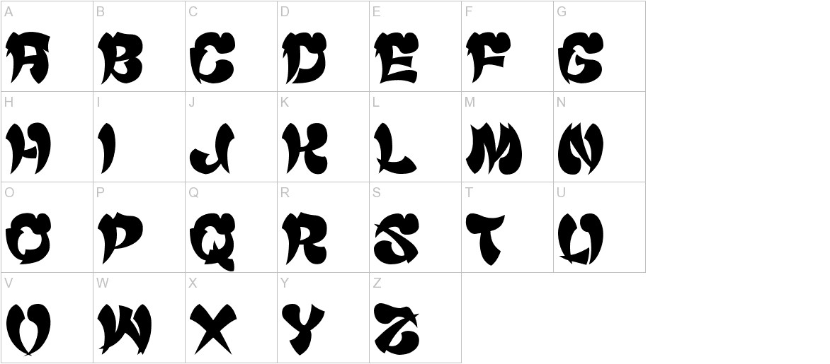 Cyankonabe  G font uppercase characters sample