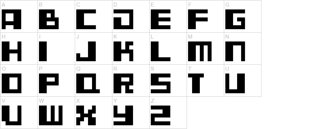 D3 CuteBitMapism TypeB font uppercase characters sample
