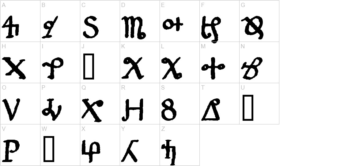 Danzig 4p font uppercase characters sample