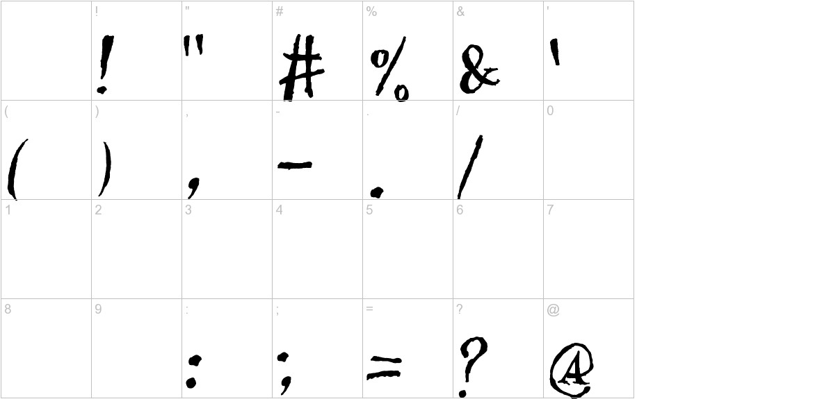 DaDa Antiquerist font other characters sample