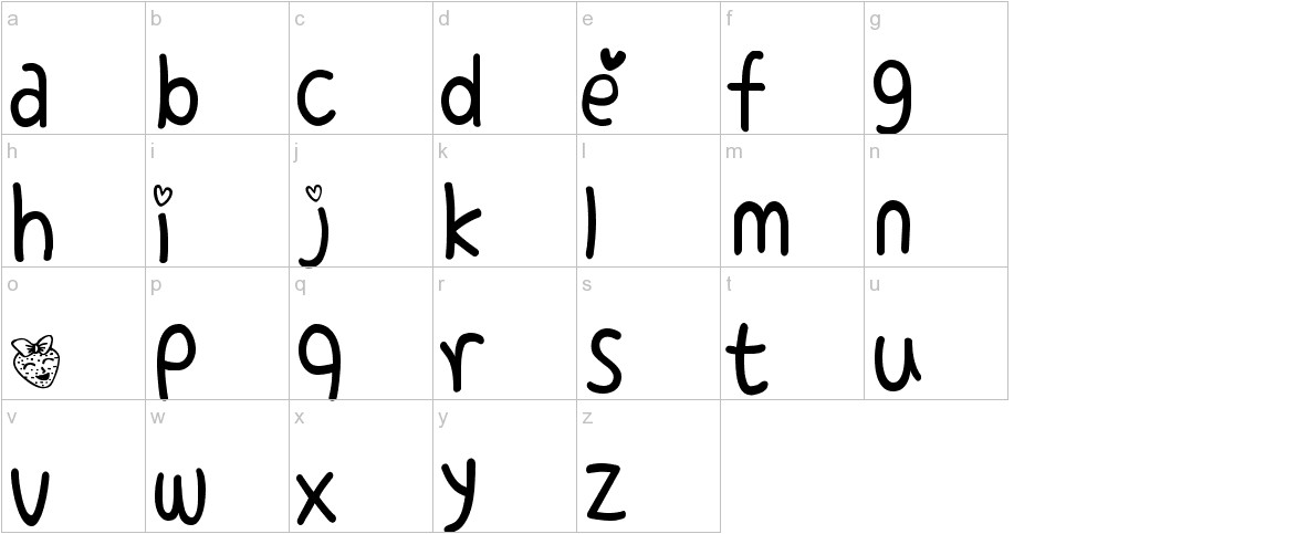 Cute Strawberry2 by UniqueShopaholic font lowercase characters sample