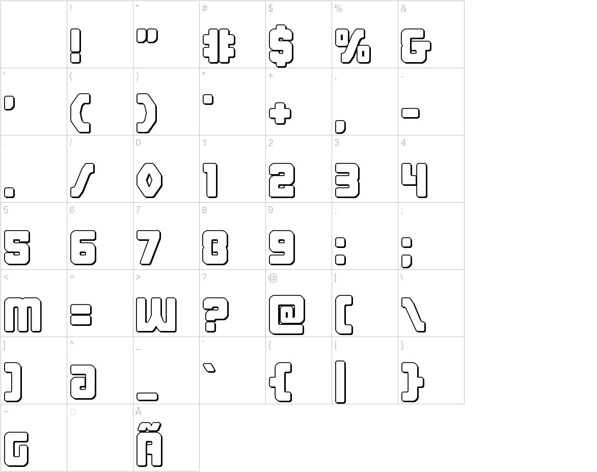 Cyborg Rooster Outline font other characters sample