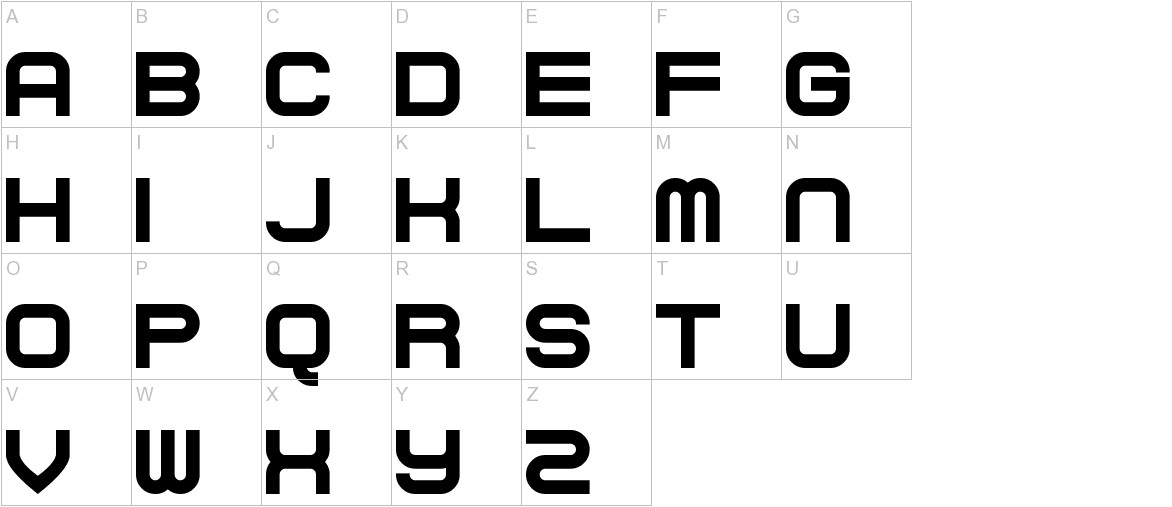 Curvert font uppercase characters sample