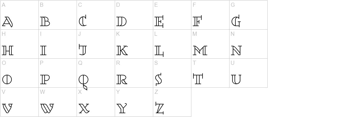 Dagerotypos font uppercase characters sample