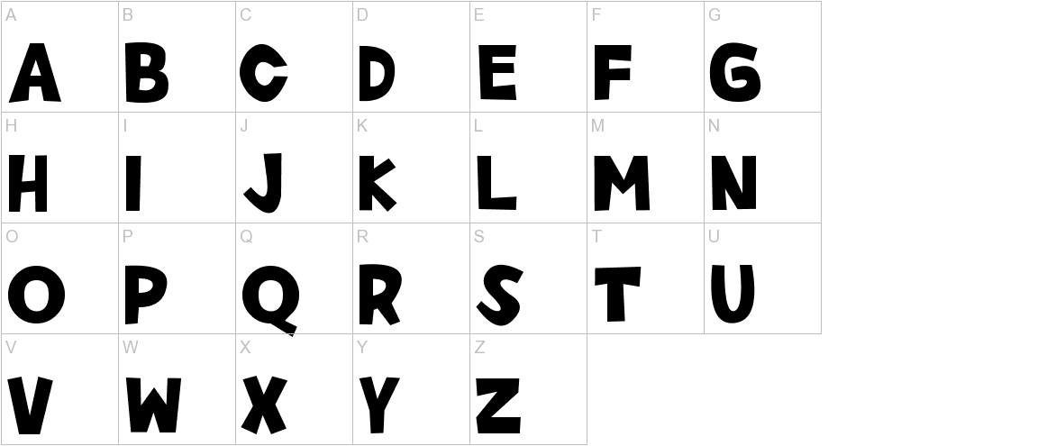 Cute Enung font uppercase characters sample
