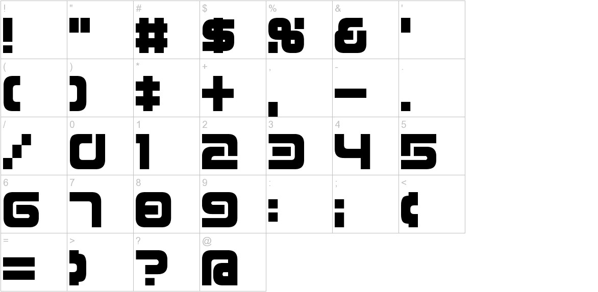 D3 Mouldism Round Alphabet font other characters sample