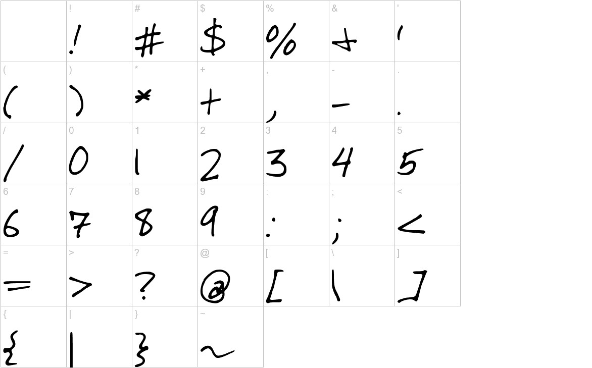 Dallas font other characters sample