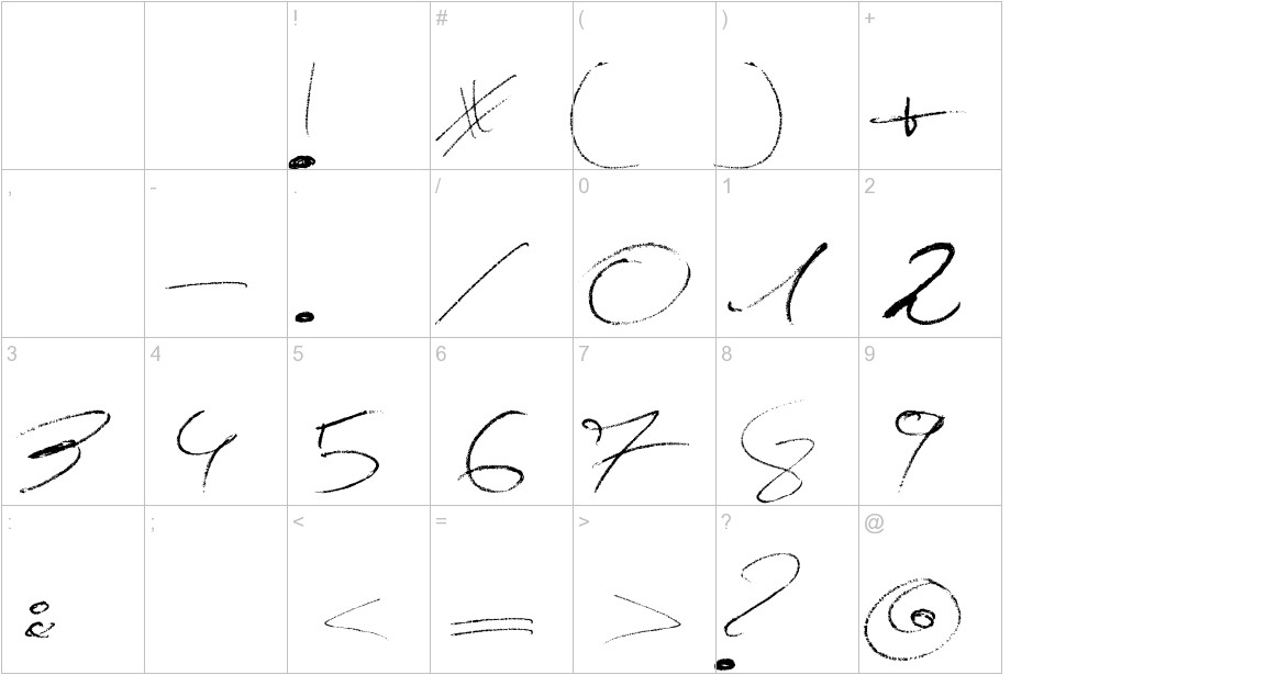 Damagrafik Script font other characters sample