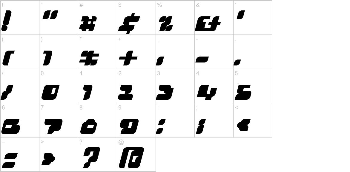 Cyclops font other characters sample
