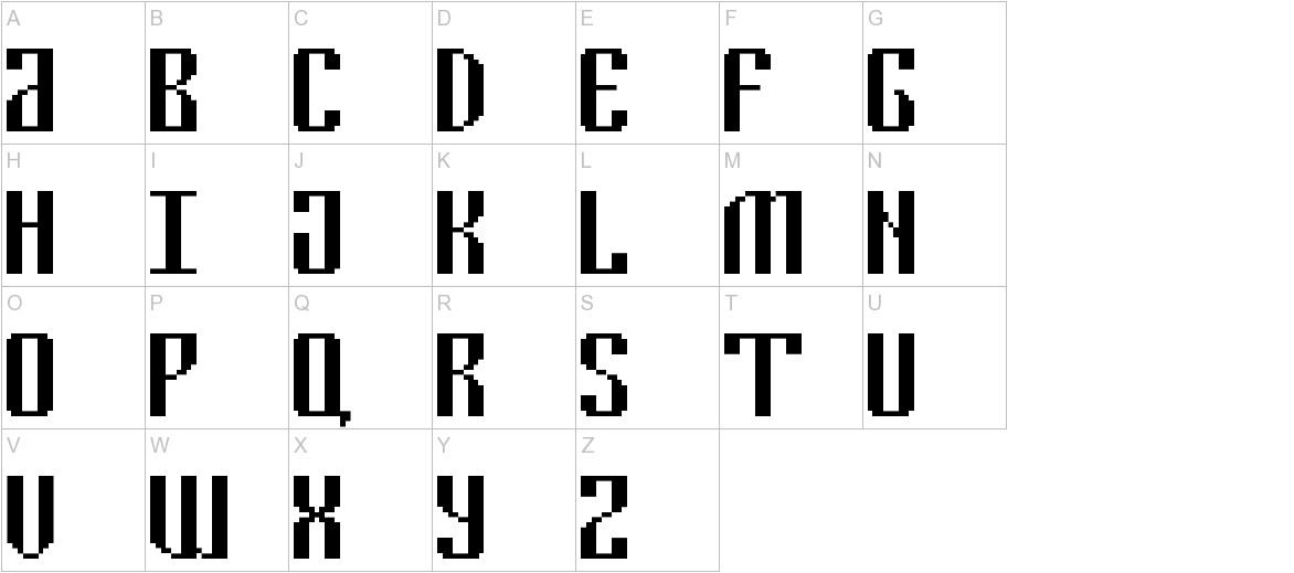 Cyrillic Pixel 7 font uppercase characters sample