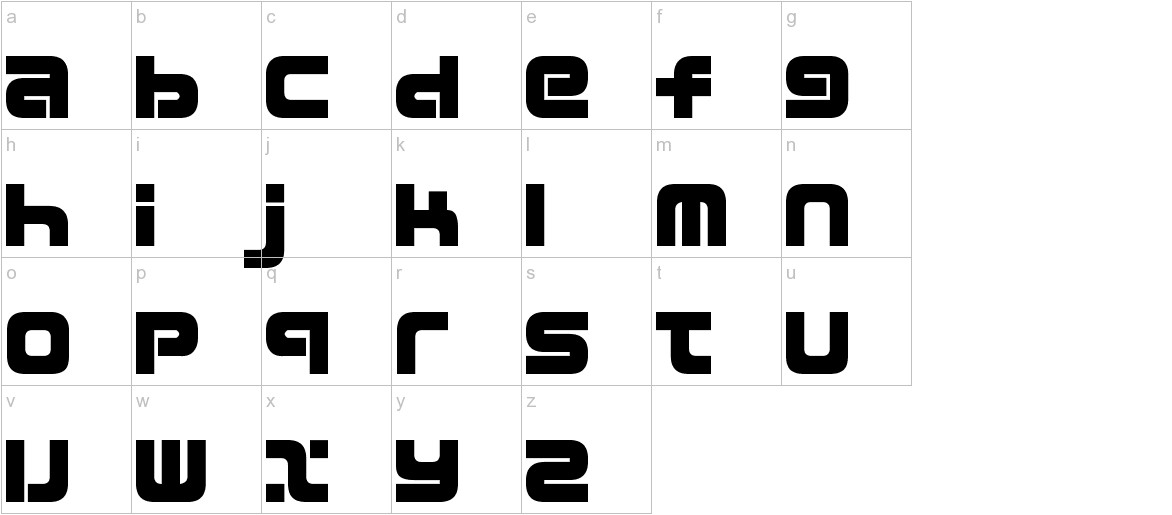 D3 Mouldism Round Alphabet font lowercase characters sample