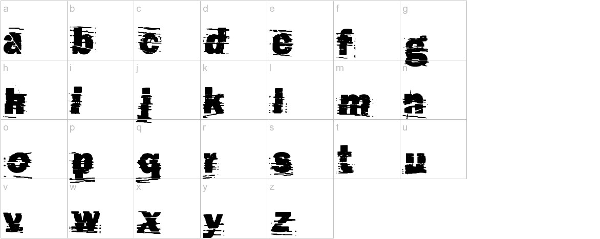 cut n past font lowercase characters sample