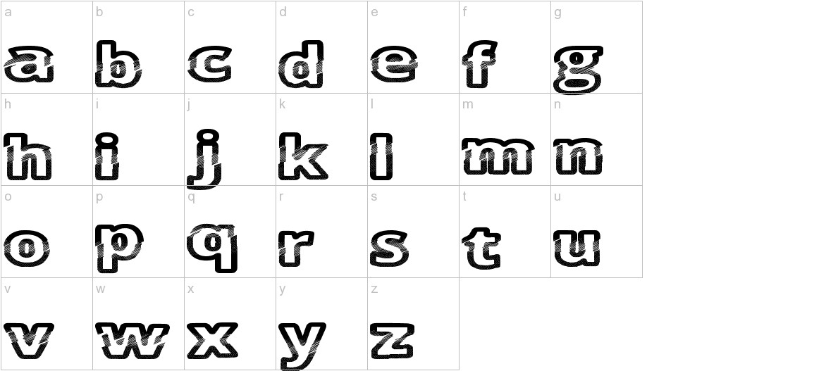 CutFive font lowercase characters sample