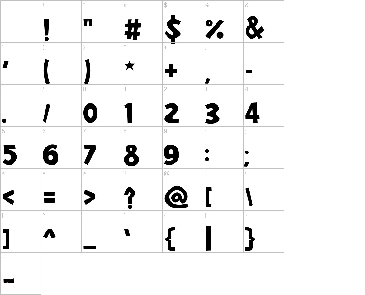 Cute Enung font other characters sample