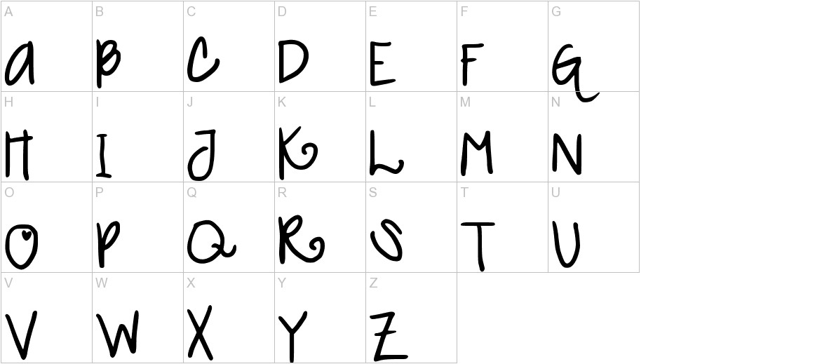 Cutie Pop font uppercase characters sample