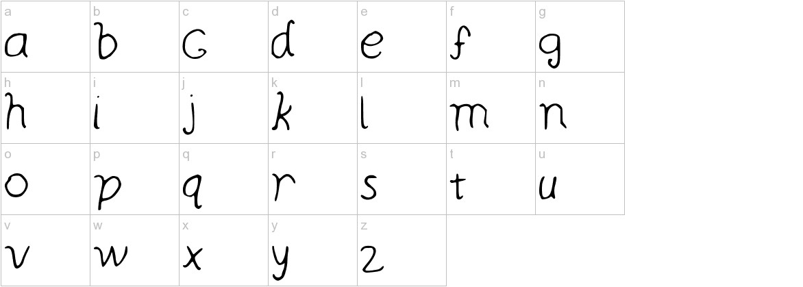 curlywurly font lowercase characters sample