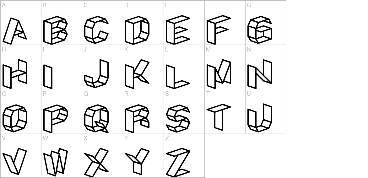 D3 Craftism font uppercase characters sample