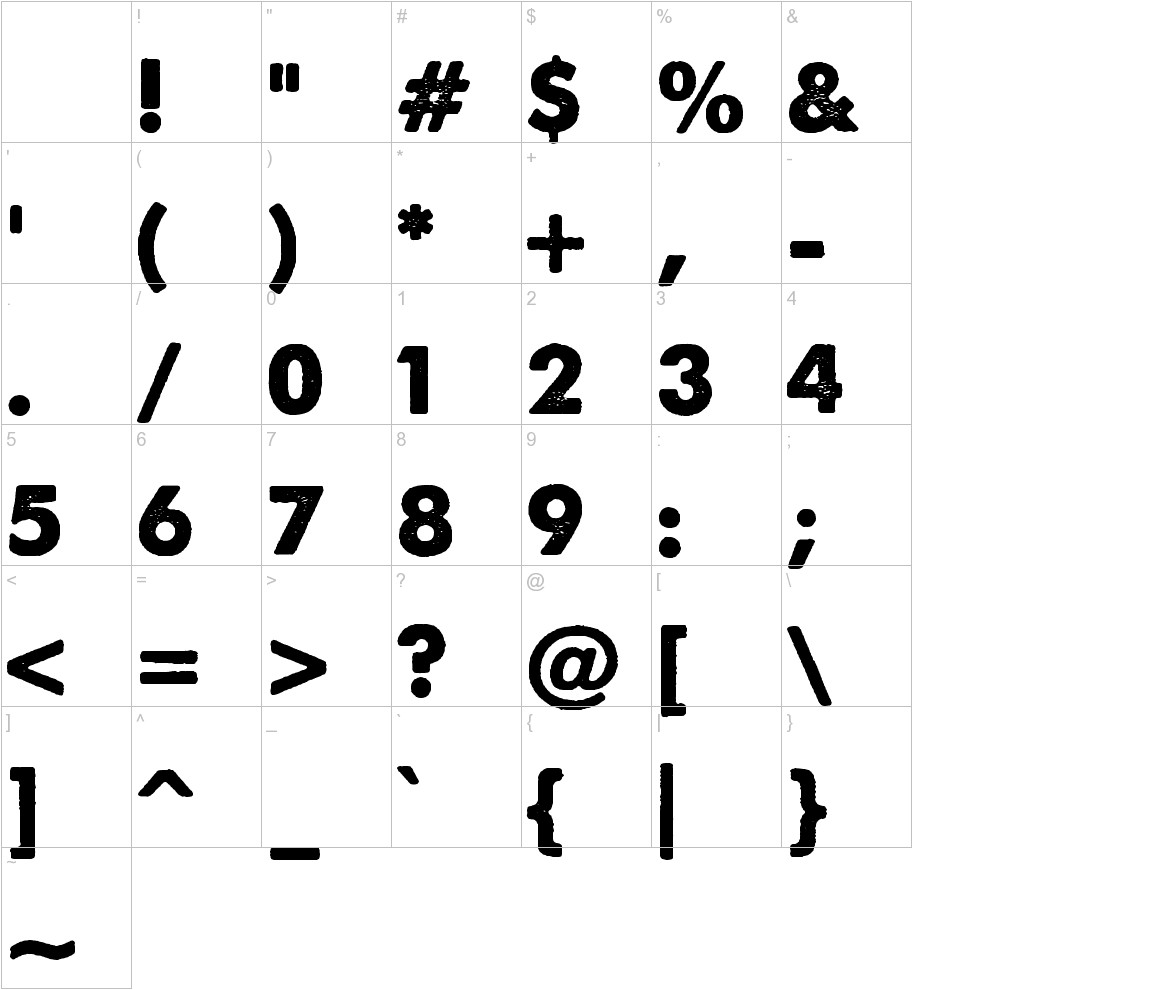 A Love of Thunder computer Font Other characters Sample