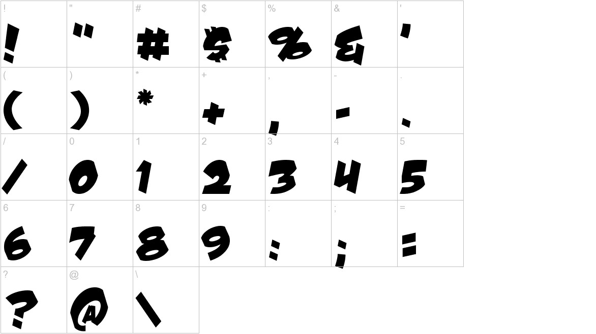 Damn Noisy Kids font other characters sample