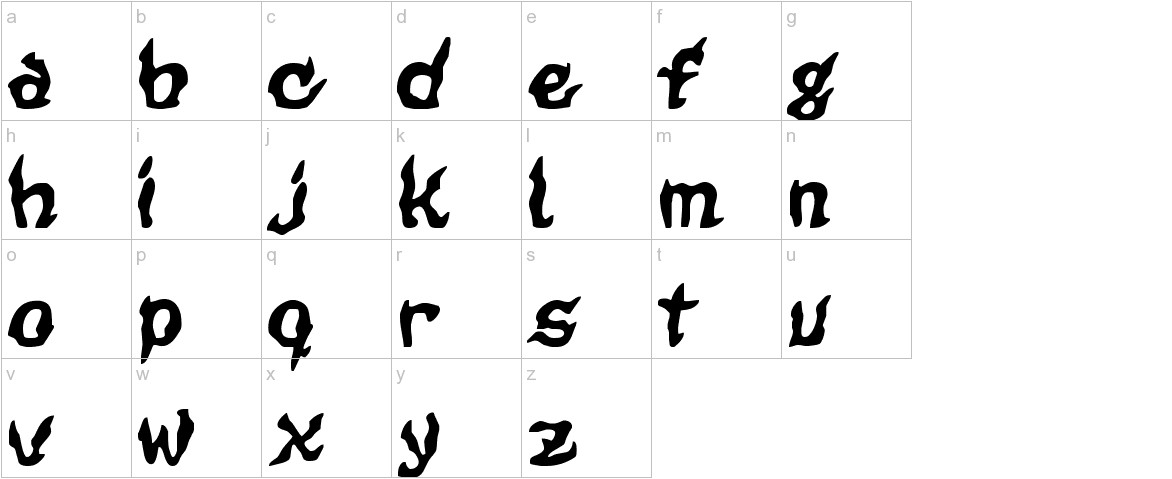 CursedKuerbis font lowercase characters sample