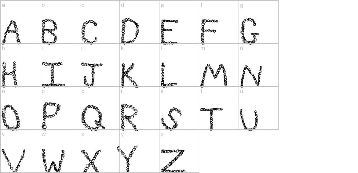 CurlyQue font lowercase characters sample