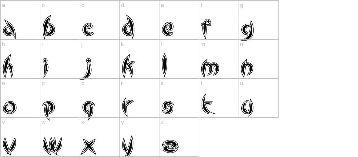 Cute Line font lowercase characters sample