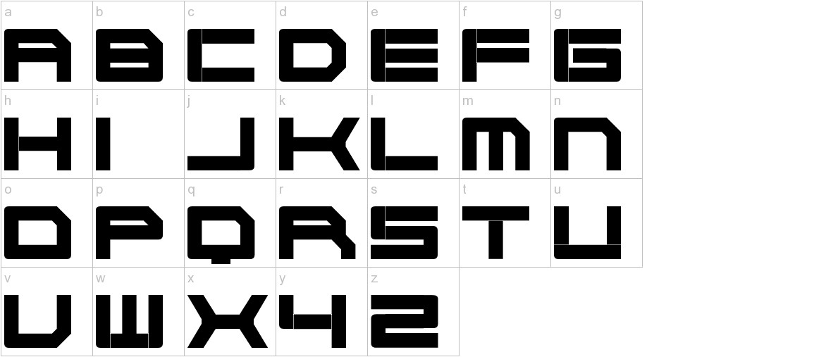 Cyborg45 font lowercase characters sample