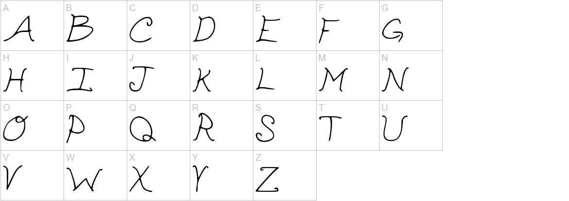cutepickle font uppercase characters sample