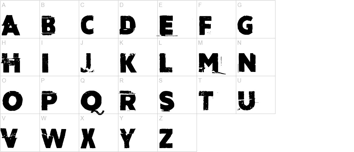 Cut the crap font uppercase characters sample