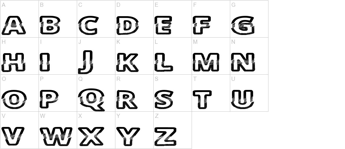CutFive font uppercase characters sample
