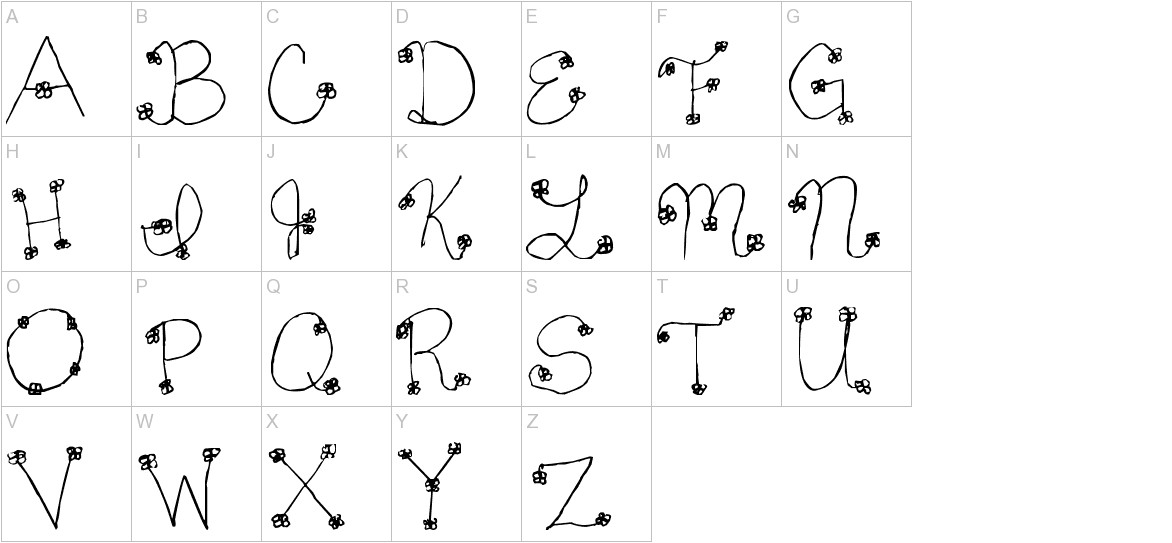 Daisy Mae font uppercase characters sample