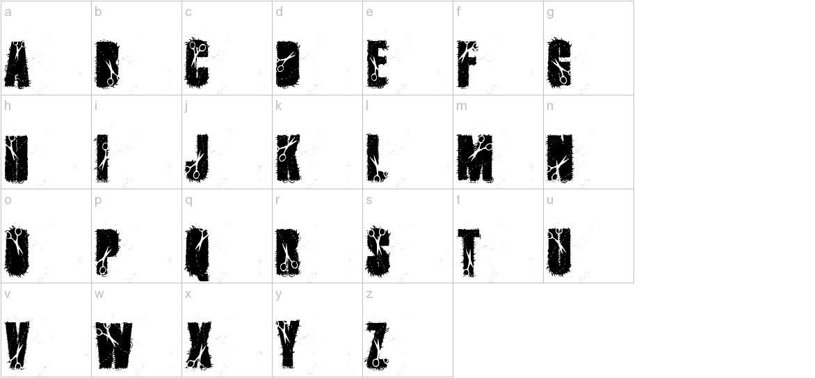 cutter font lowercase characters sample