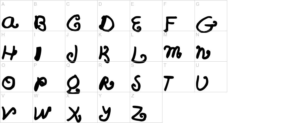 CurlyQs font uppercase characters sample