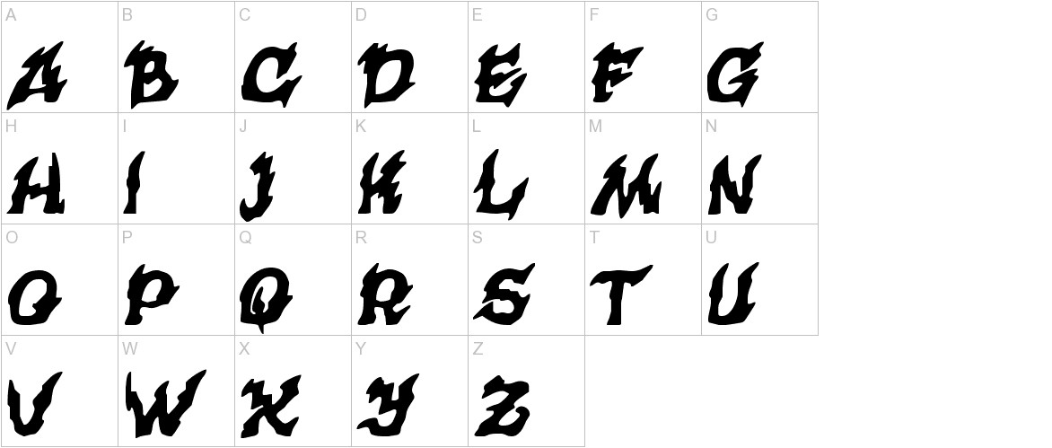 CursedKuerbis font uppercase characters sample