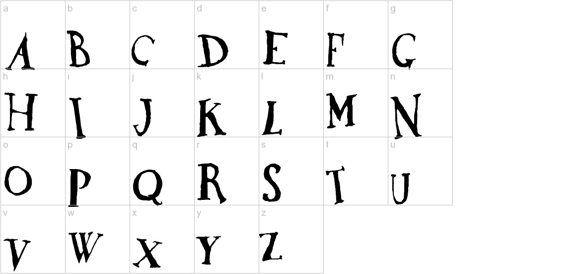 DaDa Antiquerist font lowercase characters sample