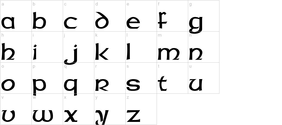 Dalelands Normal font lowercase characters sample