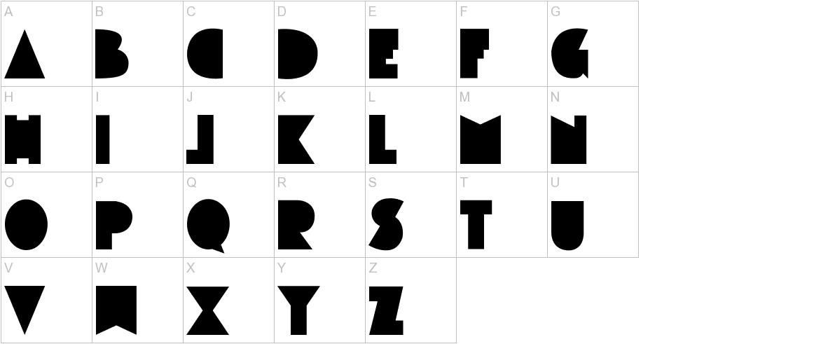 CUTTY CRE font uppercase characters sample