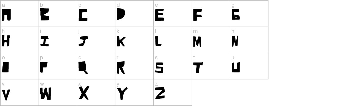 CutAway font lowercase characters sample