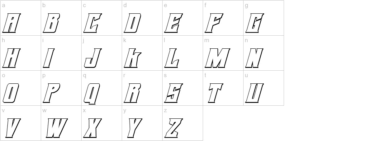 Daemonicus 3D Italic font lowercase characters sample