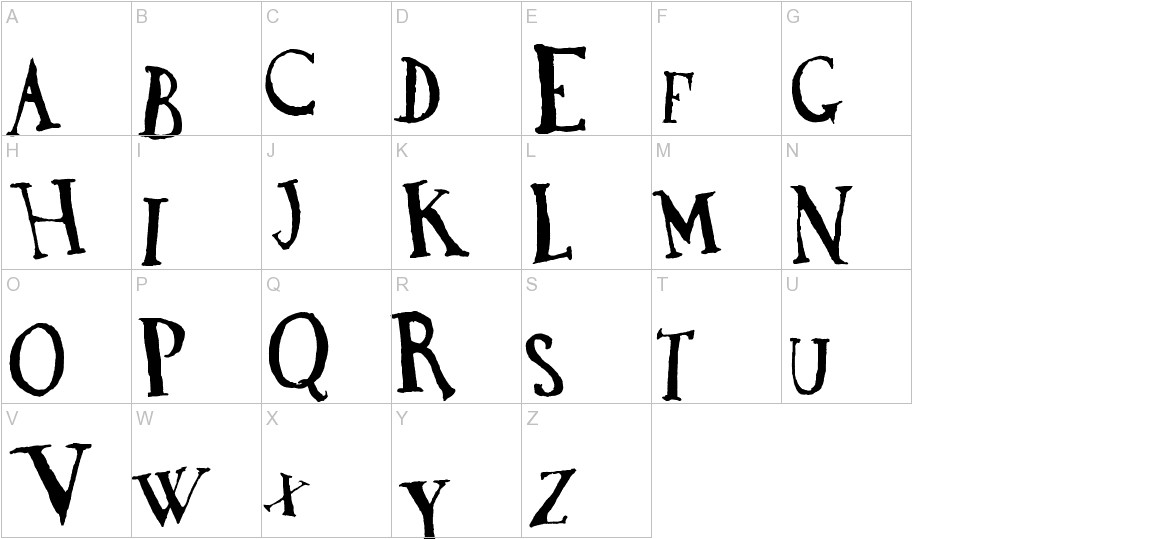 DaDa Antiquerist font uppercase characters sample