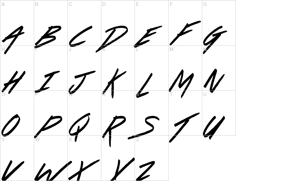 Dancing on the Beach font uppercase characters sample