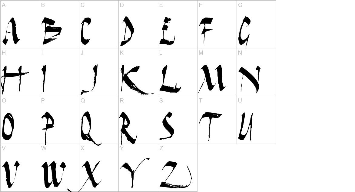 Dark Horse font uppercase characters sample