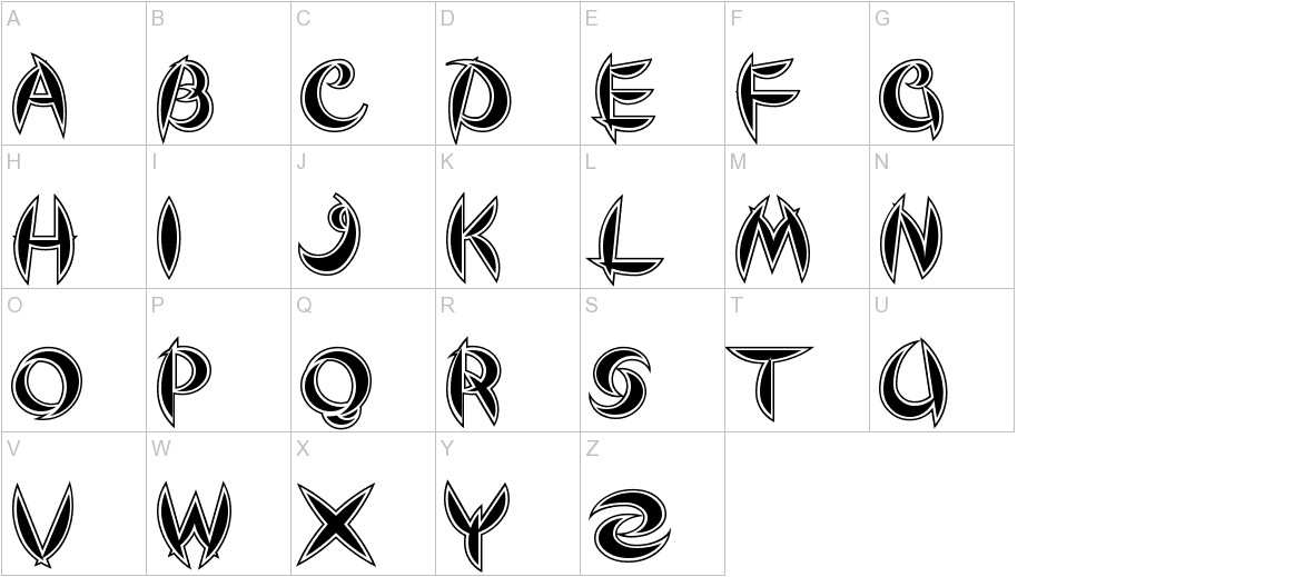 Cute Line font uppercase characters sample