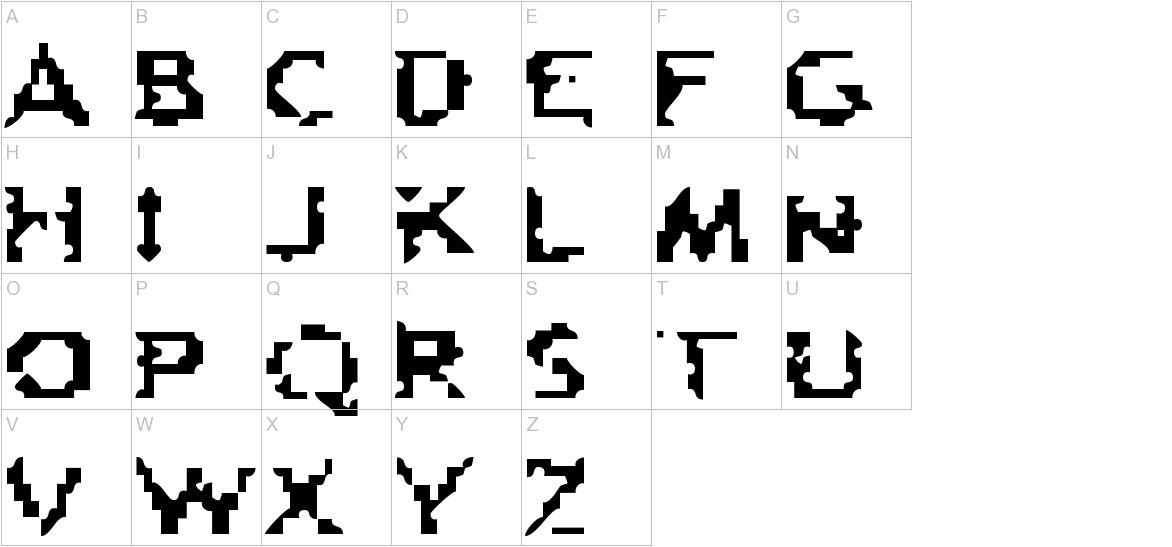 Damn the Man font uppercase characters sample