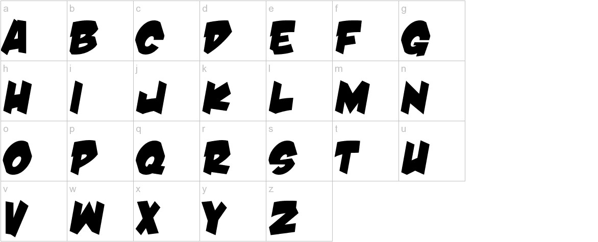Damn Noisy Kids font lowercase characters sample