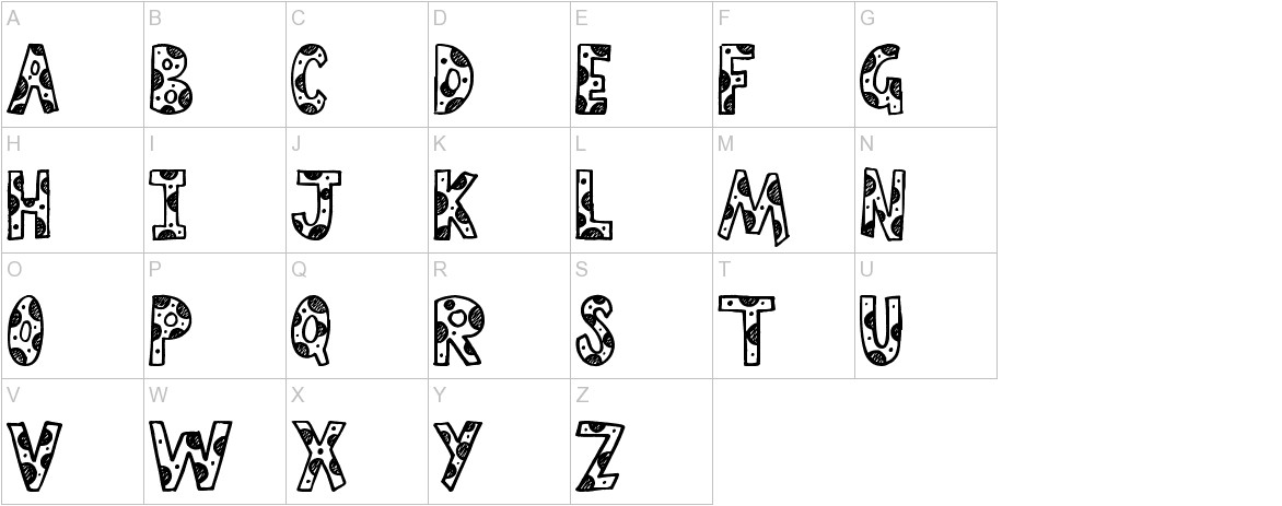 Cutie Pie font uppercase characters sample
