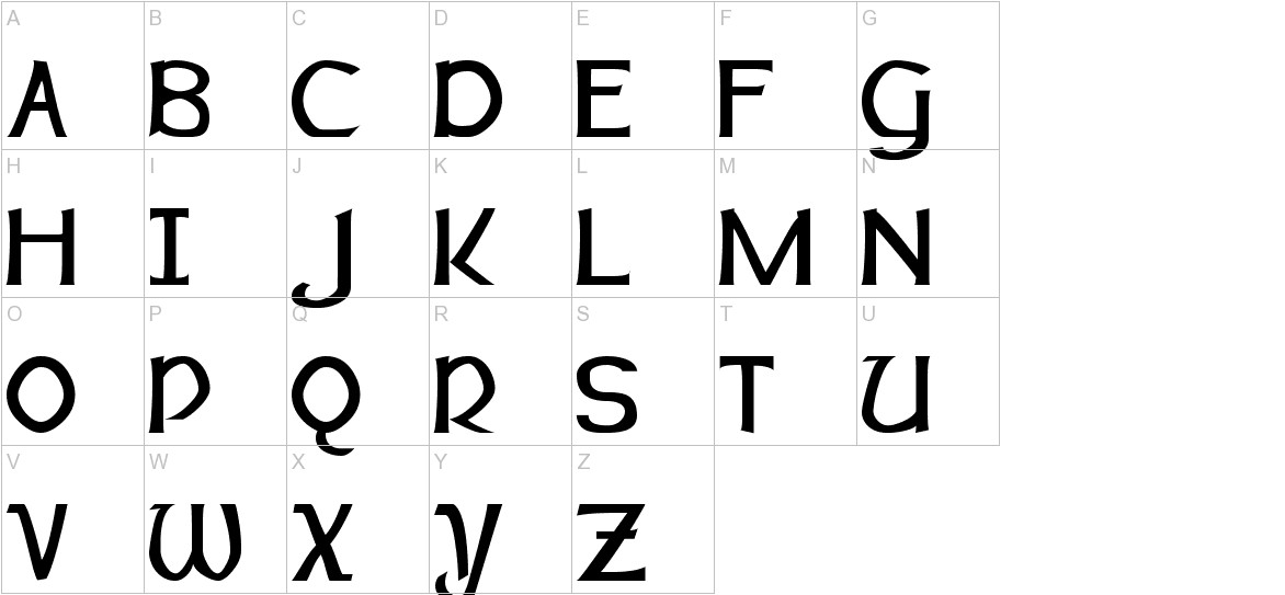 Dalelands Normal font uppercase characters sample