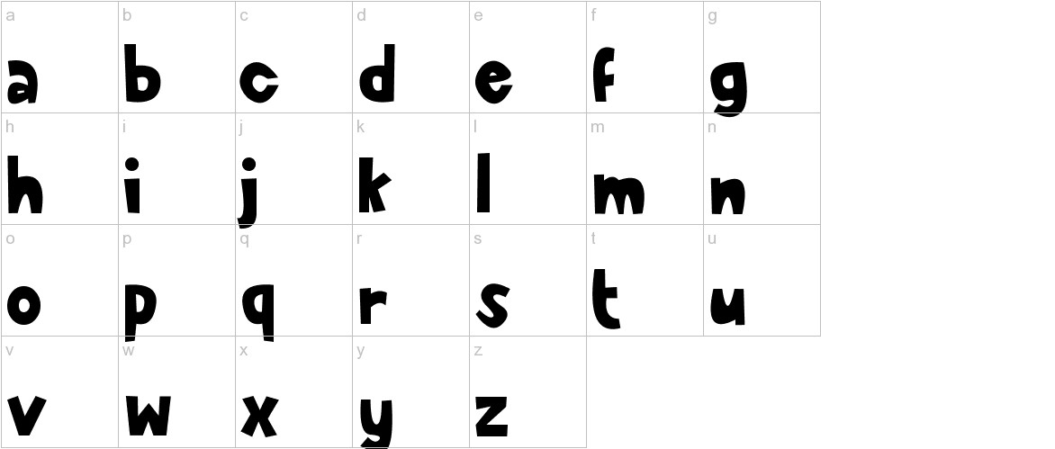 Cute Enung font lowercase characters sample