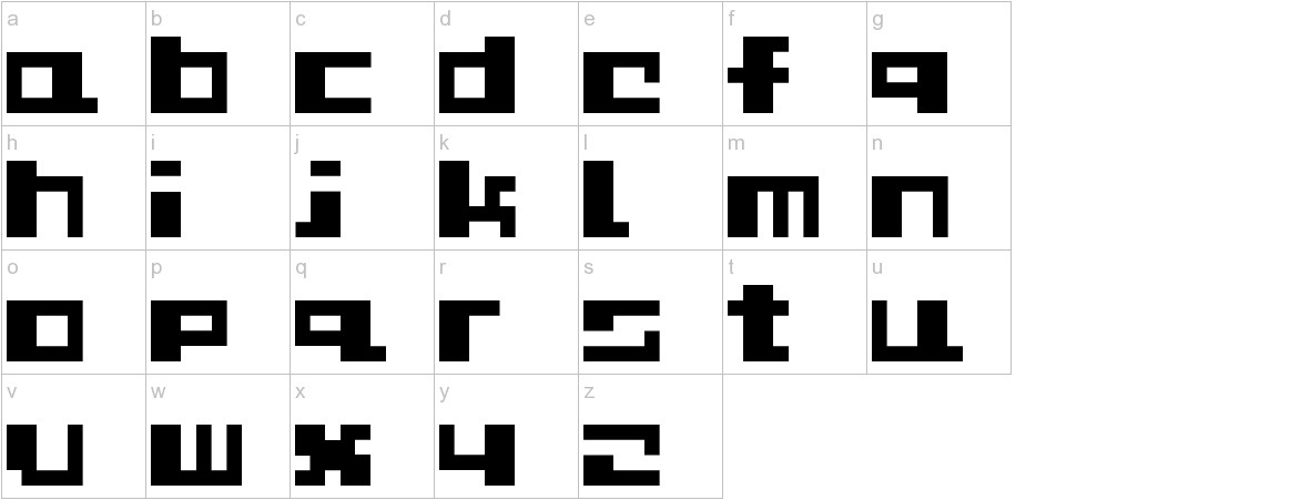D3 CuteBitMapism TypeB font lowercase characters sample