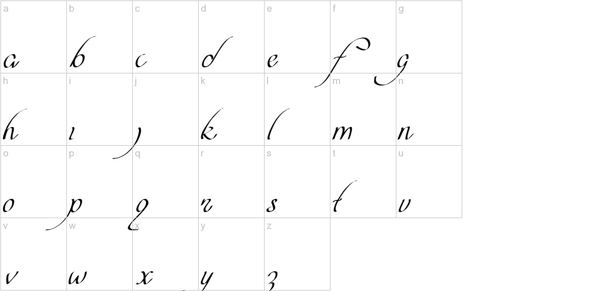 curve font font lowercase characters sample